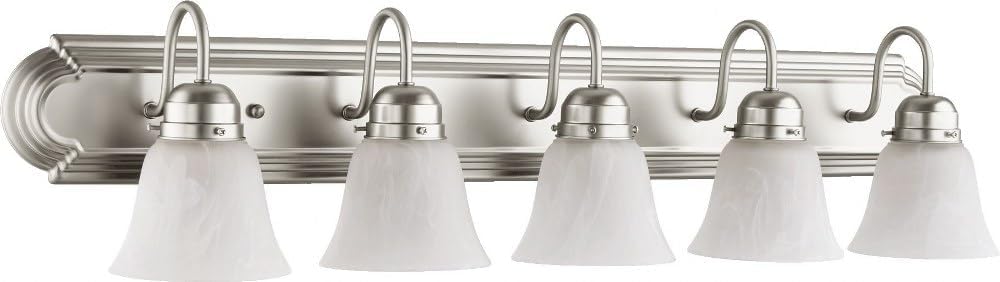 Quorum 5094-5-165 Traditional Five Light Vanity from Moritz Collection in Pewter, Nickel, Silver Finish,