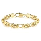 TINI ARANDA Pulsera de oro para mujer, pulseras de oro de 14 quilates para mujer, apilables, complejas pero rítmicas, pulseras gruesas para hombres de 7, 7.5, 8, 8.5 pulgadas, 7 IN, Oro de 14 quilates