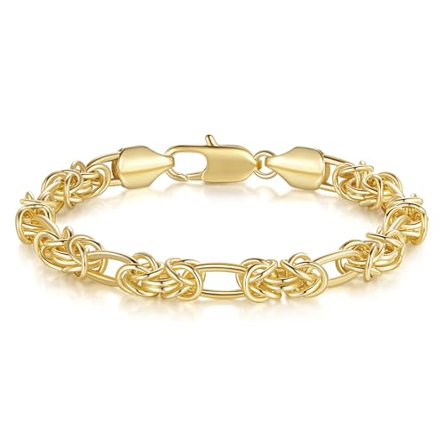 Gold Bracelet for Women 14K Gold Bracelets for Women Stack Complex yet Rhythmic Pattern Chunky Bracelets for Men 7, 7.5, 8, 8.5in