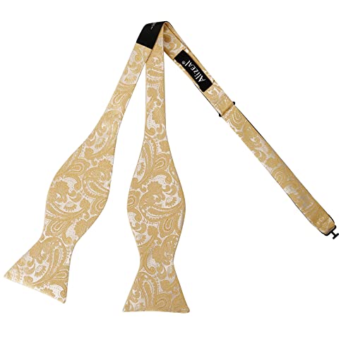 Alizeal Mens Paisley Jacquard Self Bow Tie Pocket Square Set
