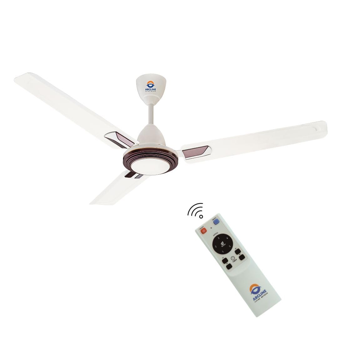 ARCLINE Ecotone | 1200mm Ceiling Fan with Remote | 5-Star BEE rated BLDC | High Air Delivery | up to 65% Power Saving Fan | Energy Saving | 3 Year Warranty by Brand | Color - Bianco-Deep Brown