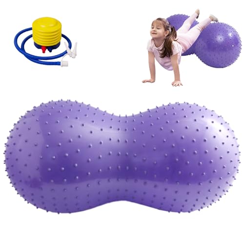 Bola de ejercicio de maní, bola de maní, espesa pelota de ejercicio de maní con una bomba de aire para niños Adultos Bola de yoga de gimnasio portátil para fitness en el hogar, estilo 2, 35x18 pulg