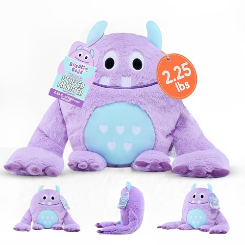 BeastieBuds Monsters Stuffed Animal Huggable Plush Toy - Soft Plush Monster - 2.25lb Purple Stuffed Animal Companion