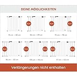 hauck Clear Step Autoclose 2, Weiß - Kinderschutzgitter Hundegitter Verstellbare Breite 75-80cm, 77cm Hoch, Selbstschließend, Flacher Einstieg, Beidseitige Einhand Öffnung, ohne Bohren