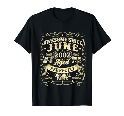 Awesome Since June 2002 Year Of Birth Birthday 2002 Vintage Camiseta