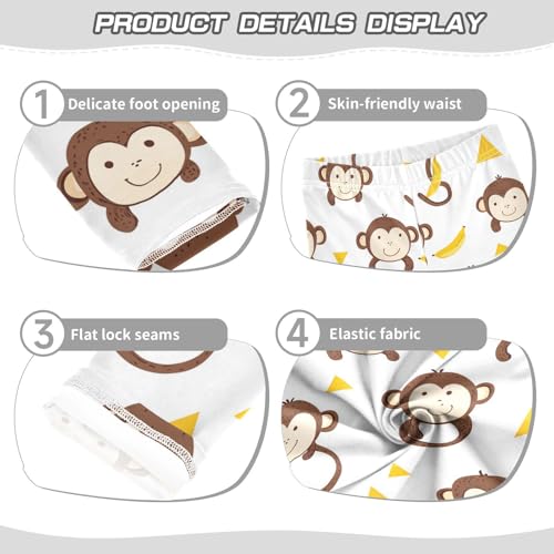 Wusikd Cute Monkey Girls' Leggings Toddler Doodles Kids Yoga Pants Dance Active Tights 4T3