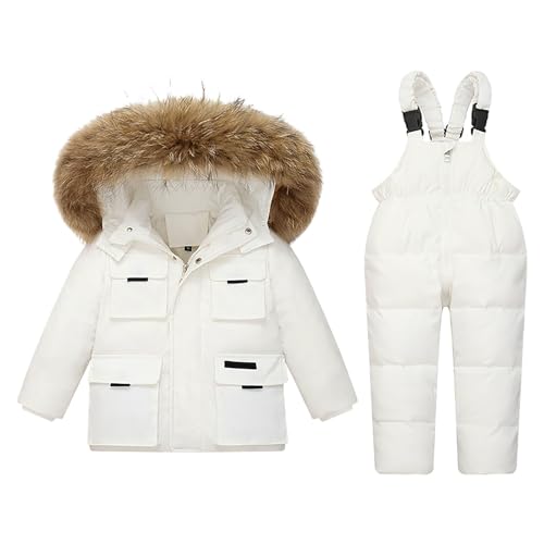 Boys Snow Pants and Jacket Snowsuit Ski Suit 2-Piece Girls Winter Hooded Puffer Jacket Snow Bib Pants Outfit