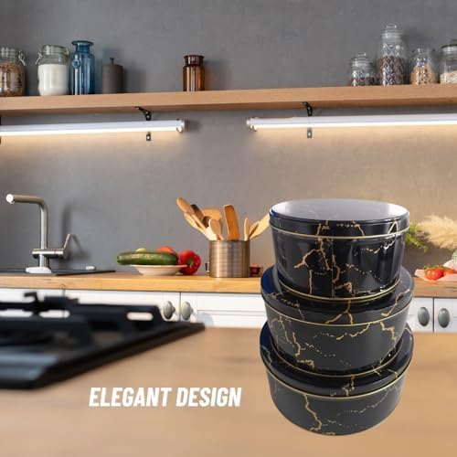 Miniatura 6 de Juego de 3 latas de galletas de Navidad negras y doradas con tapas, latas de regalo redondas y resistentes, recipiente para hornear pasteles de