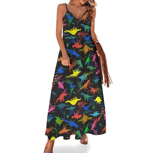 Robe longue dinosaures de couleur femme pour voyages et journées plage