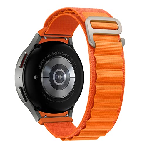 Shangpule Alpine Loop Compatible with Samsung Galaxy Watch 5 Band 40mm/44mm/Pro 45mm, Galaxy Watch 4 40mm/44mm Bands, Galaxy Watch 4 Classic Band 42mm/46mm/20mm Stainless Steel Metal Replacement Strap Women Men (ORANGE)