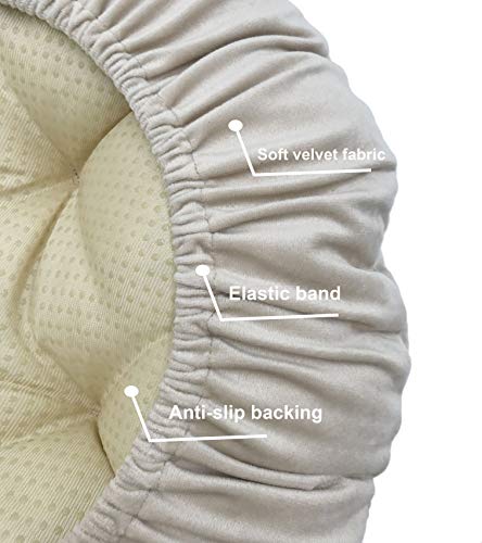 Augld Bar Stool Cushion Soft Velvet Padded Round Stool Cover 14" Velvet Beige #TOP1