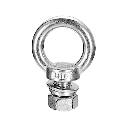 Image of uxcell Lifting Eye Bolt, 1 Set M16x25mm Eye Bolt with Nut Washer 304 Stainless Steel Shoulder Lifting Ring Eye Bolt for Hanging Item