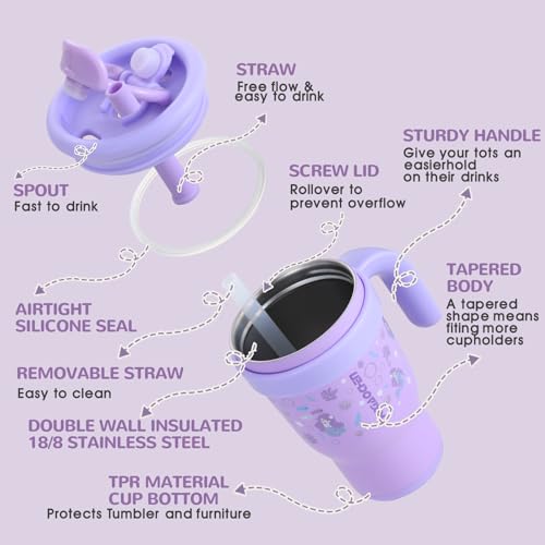 Image of 14 oz Toddler Tumbler with Handle, Kids Sippy Cups with Straw and Spout Lid