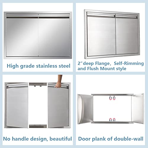 Outdoor Kitchen Door 30"W X 21"H Inch Stainless Steel Bbq Double Door Flush Mount For Outdoor Kitchen Island（Double Wall Door Panel ） #TOP3