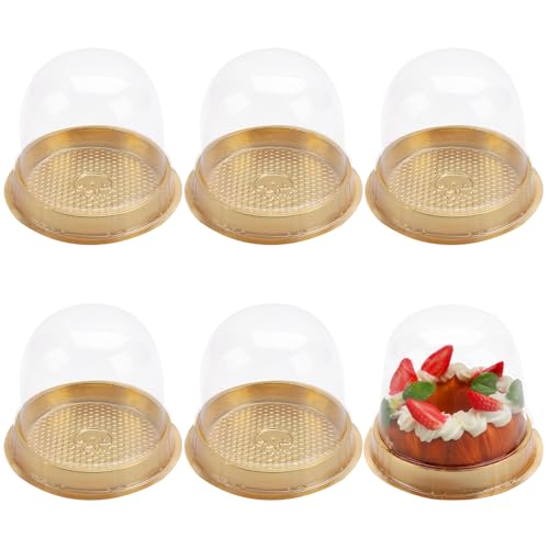 Boîtes à gâteau avec support dôme transparent et socle doré rigide
