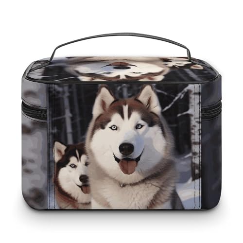 Foldable Travel Luggage Bag for Men And Women, Dry And Wet Separation Portable Travel Luggage Bag, Huskies Printed Waterproof Sports Luggage Bag, Fitness Bag3