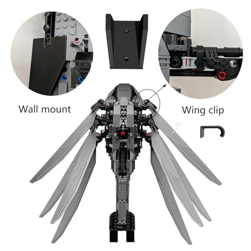 Image of TEYOUYI Wall Mount for Lego Icons Dune Atreides Royal Ornithopter 10327, 8 Wing Clips for 10327 Dune Ornithopter Black
