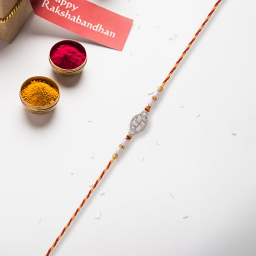 Image of 925 Silver Sacred Thread for Brother | Traditional Chandi Rakhi | Raksha Bandhan Celebration Accessory | Bracelet-Inspired Design | Gift for Bhai, Boys & Children