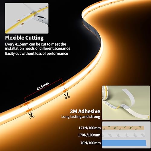 Tira de luces LED COB PAUTIX 10 m 5040 LEDs Blanco cálido miniatura 7