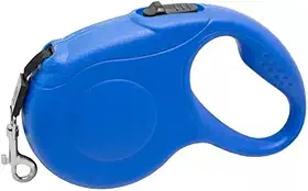 Guia Retrátil para Cães até 20 KG Mede 5 Metros Botão de Segurança Fita de Nylon Ergonômica (Azul)