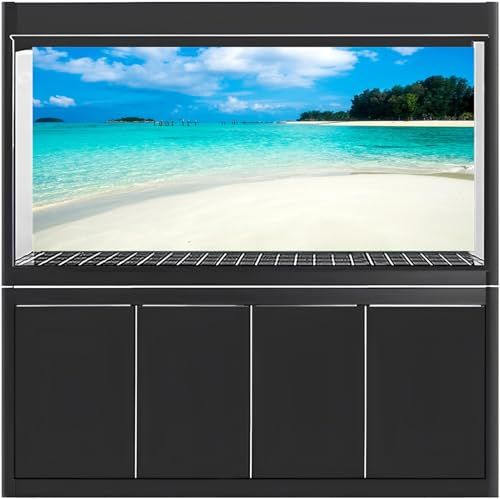 MIRRORANG 91x41cm Tropical Aquarium Background Blue Sky Sea Water Fish Tank Background, style 18 - Image 2