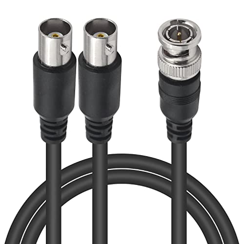 Maxhood BNC Male to 2 Female Splitter Cable 1.5ft, BNC 1 in 2 Out Coax Cable