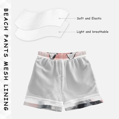 DOMIKING Husky Puppy Pink Toddler Boys' Swim Trunks Mesh Lining Swim Shorts for Hiking Swimming Adjustable Waist 2T4