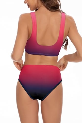 Image of Beautikini Period Swimwear Two Piece Menstrual Leakproof Sporty Bikini Sets Bathing Suit Period Swimsuit for Teen Girls