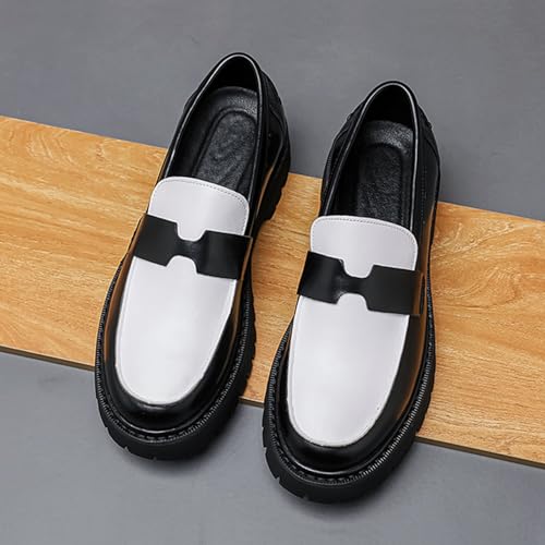 Men's Platform Penny Loafers Leather Slip-On Shoes with Lug Sole Non-Slip Business Formal Dress Shoes for Wedding Office Work2