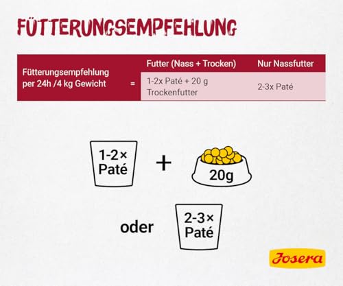 JOSERA Paté Gulasch vom Rind & Huhn (16 x 85 g) | Adult | Premium Nassfutter für ausgewachsene Katzen | Gulasch vom Rind & Huhn | getreidefrei | Katzenfutter nass im Frischebeutel | 16er Pack