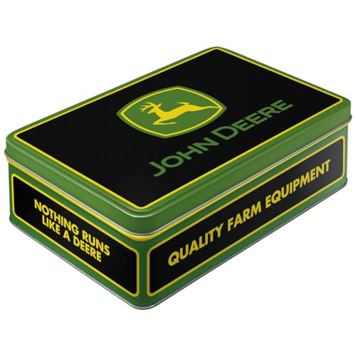 Nostalgic-Art Boîte de conservation rétro plat, 2,5 l, John Deere – Logo Black – Idée cadeau pour fans des tracteurs, Official License Product (OLP), récipient...
