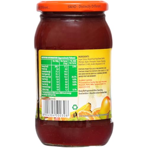 Image of SWAD Delicious Mixed Fruit Jam / Natural Real Fruit Ingredients / Sweet and Tangy Mixed Fruit - 500 Gm