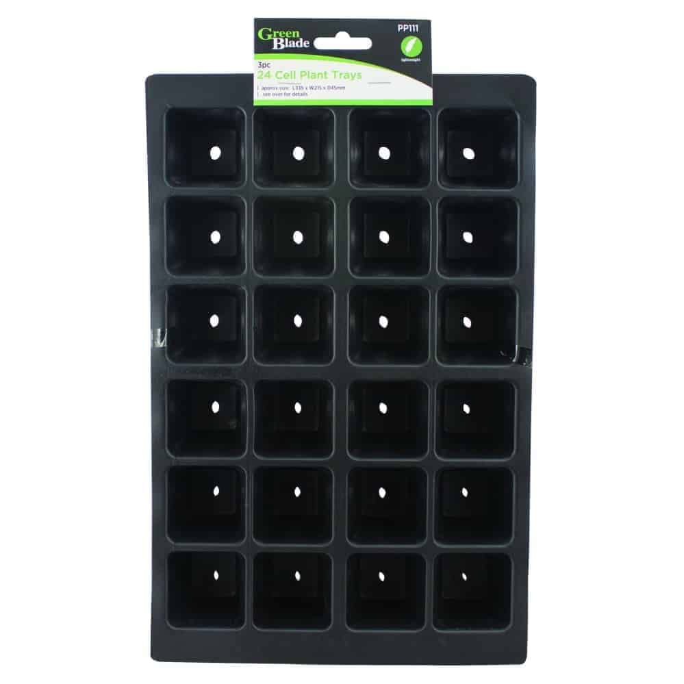 Edenpack 3 Pack of 24 Cell Plant Trays Seed Planting Growing Bedding Propagator Pots for Greenhouse Gardening