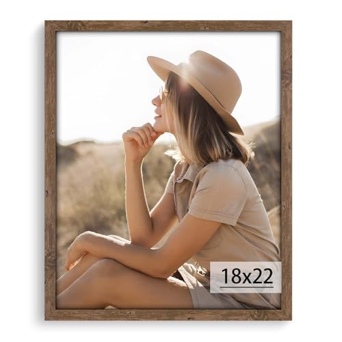 Light Walnut 18x22 - Single Frame - Rustic Woodgrain 18 x 22 Poster Frame with Plexiglass for Wall Gallery Display 18x22 Picture Frame for Puzzles Artwork Photos and Posters - Ideal Christmas Day