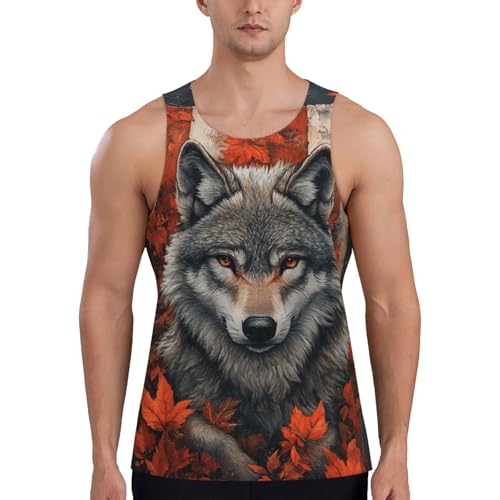 Camiseta sin mangas para hombre con estampado de perezosos, transpirable, de secado rápido, para entrenamiento en la playa, tallas S-4XL, Wolf 12, S