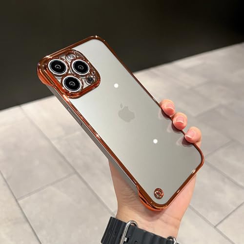Étui iPhone 12 sans cadre orange et coque rigide de protection caméra