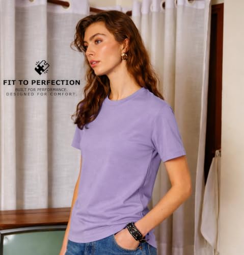 Image of Sleepynuts Women's Plain Round Neck Regular Fit Half Sleeve Cotton T Shirt