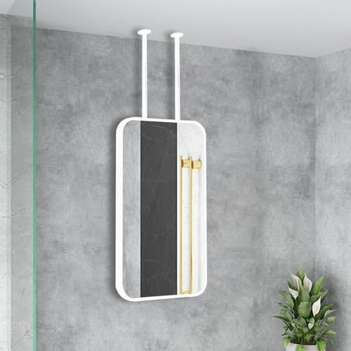 Espejos modernos con marco blanco simple, espejos de pared para guardarropa, espejos verticales para dormitorio montados en el techo, espejo decorativo para colgar en el pasillo (50 cm x 70 cm)