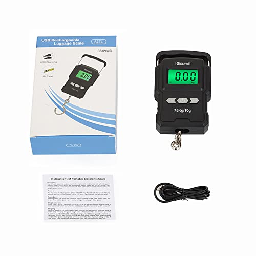 Rhorawill Luggage Scale, 165lb/75kg USB Rechargeable Luggage Scales for Suitcases, Suitcase Scale Backlit LCD Screen with Measuring Tape Ruler, Digital Luggage Scales for Hunting Travel Kitchen - Image 7