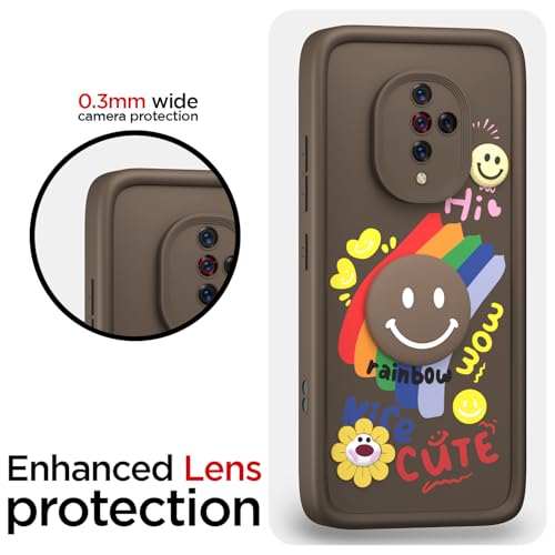 Image of Pikkme Back Cover for Vivo S1 Pro | Soft Silicone| Cute Rainbow Smile & 3D Cartoon Flower Design | Shockproof Raised Camera Protection Bumper Case (Brown)