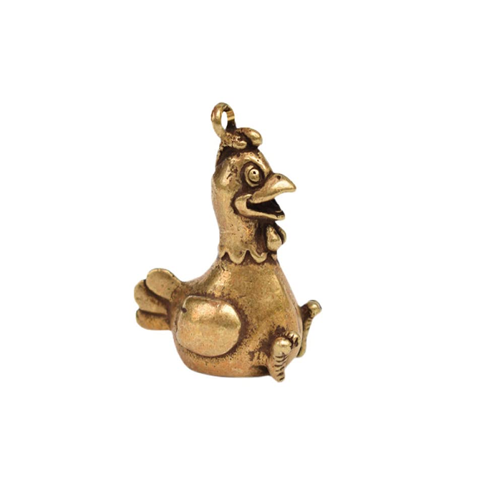 YNIYUJKL Brass Statue Mini Sculpture Abstract Retro Home Decorations Ornaments Statues Sculptures Solid Brass Zodiac Animal Chick Pendant Keychain