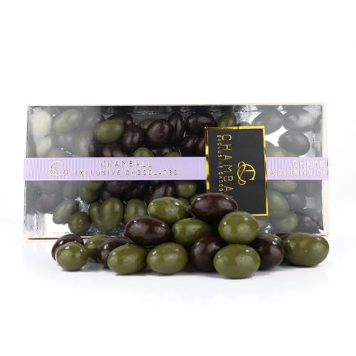Chocolate Negro con Almendras semejantes a aceitunas, Bombones Belgas Chamball de Chocolate Belga, Mini Chocolates con Caja de Bombones para Regalar o sorprender a tus amigos, Bombones Chocolate Negro