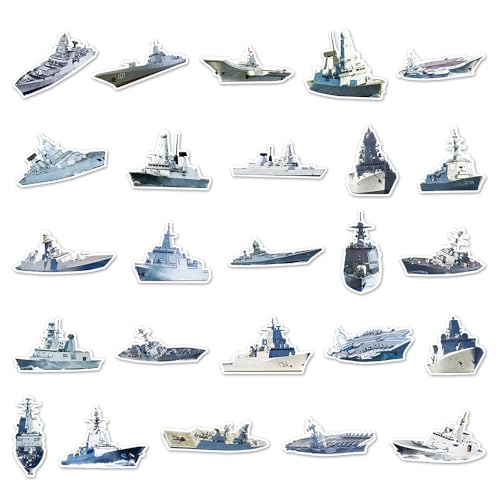 Unique Warship Vinyl Stickers, 50 PCS Waterproof Realistic Ship Decals for Laptops Scrapbooking, Journals, Notebooks - Image 2