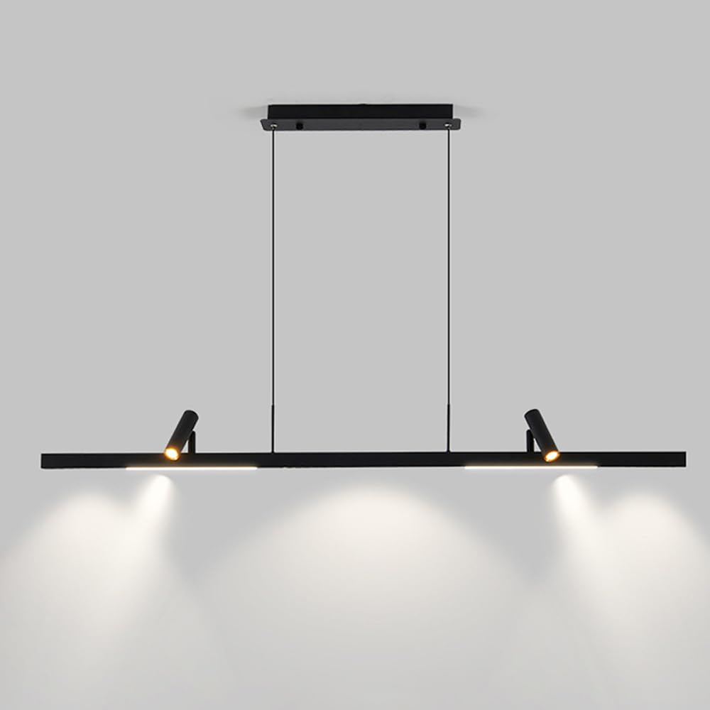 Lampe suspendue noire linéaire LED de 39,4 pouces pour salle à manger