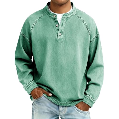 Chemise Henley vintage à manches longues pour homme au style décontracté