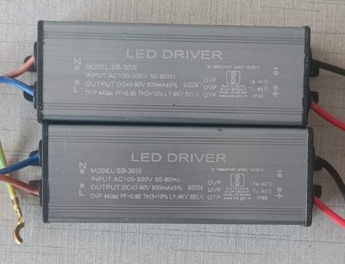 Image of 2 Quantity | 36Watt 600mA Led Driver | For Street /Flood Light Repairing | BIS Approved | IP65 Waterproof (Pack of 2)
