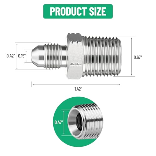 Image of 10 Pack Hydraulic Hose Adapter Fittings: 1 /4 inch JIC 37 Male x 3 /8 inch NPT Male, Straight Tube Connectors with Protection Cover