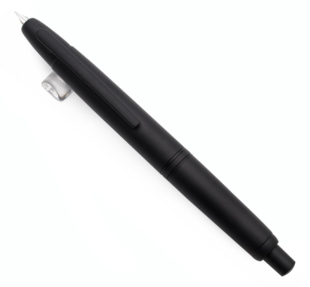 JINHAO 10 Press Fountain Pen, Retractable Metal Pen with Ink Converter (EF Nib 0.38mm, Matte Black) Matte Black EF Nib 0.38mm