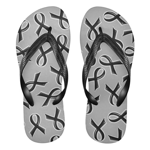SPRIPORT Black Ribbon Slim Flip Flops for Women Men Comfortable Casual Thong Cushion Sandals with Non-Slip Rubber Sole Bathroom Shower Shoes for Beach Summer Walking XXL
