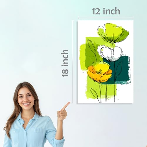 Image of SiddArtify Floral Botanical Wall Art Prints Set - Watercolor Flower Poster Decor for Living Room Bedroom Office - 12x18 inch Sticker Pack of 6
